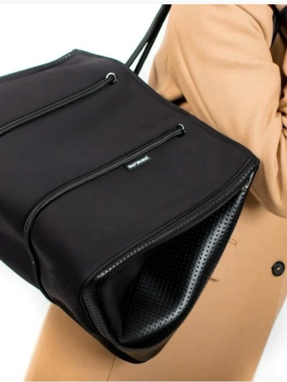 PreneLOVE Black Drawstring Tote Bag - Matching wristlet